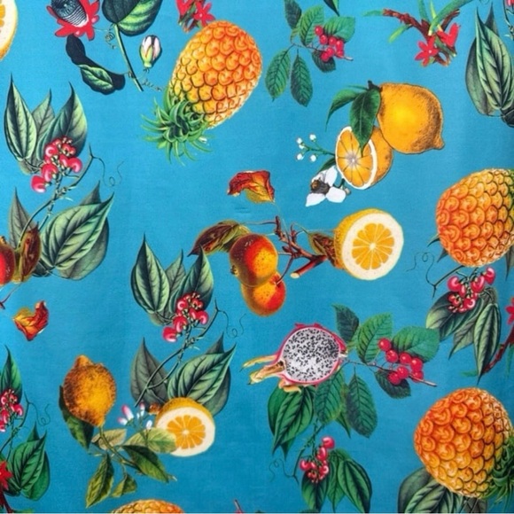 New York & company Scuba Midi Dress Pinup Turquoise Novelty Fruit Print medium - Picture 3 of 7